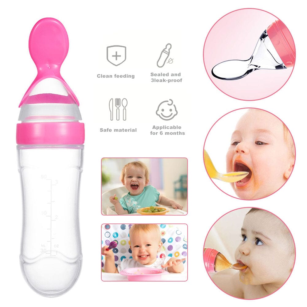 Baby Spoon Feeder 0m+: 3oz (90ml) Soft Silicone Self Feeding Spoon for Infants and Toddlers*