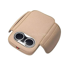 Universal Car Center Console Armrest Cushion with Cup Holder Beige