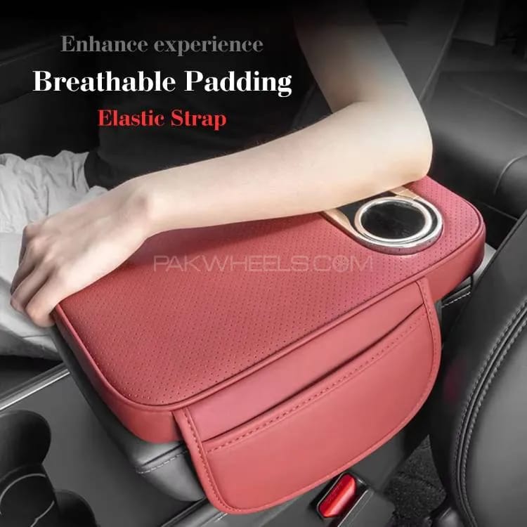 Universal Car Center Console Armrest Cushion with Cup Holder Beige