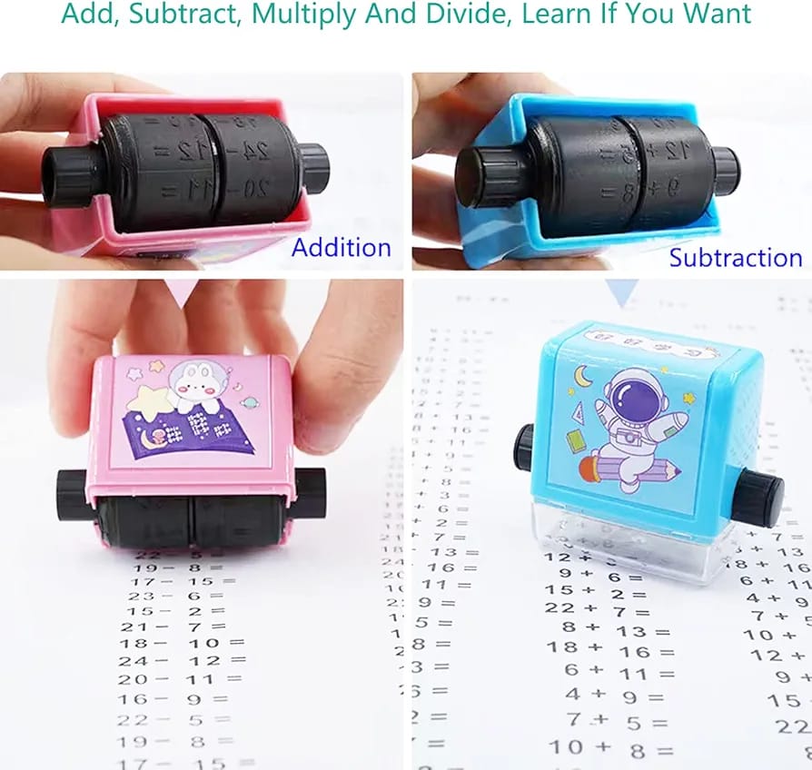 Math Roller Stamp Set: Interactive Teaching Tool for Preschool, Kindergarten and Homeschool Math Practice