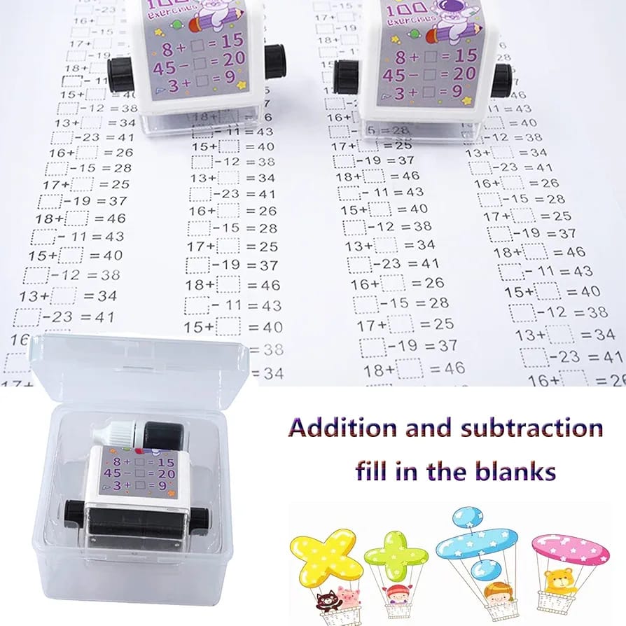 Math Roller Stamp Set: Interactive Teaching Tool for Preschool, Kindergarten and Homeschool Math Practice
