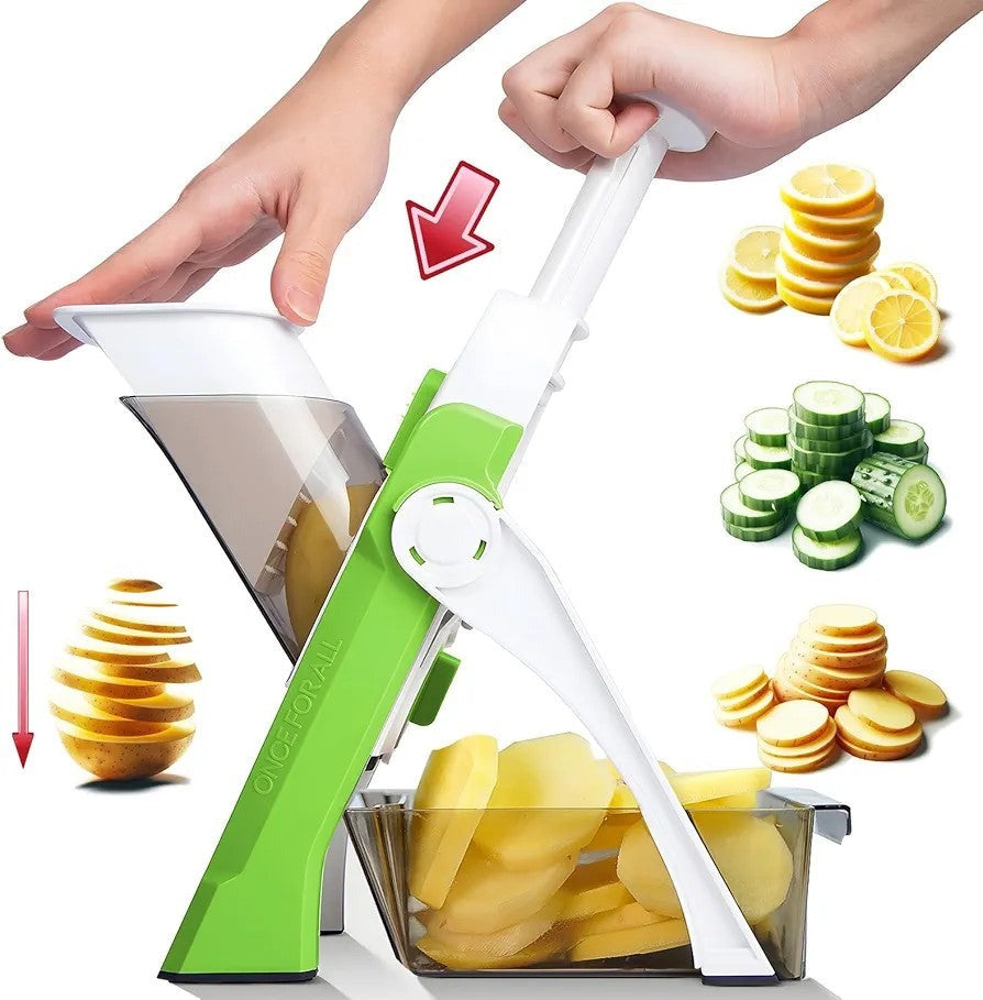 Kitchen, Professional Vegetable Slicer Food Potato Slicer, Thickness Adjustable 0.1-8 mm Kitchen Artifact Fast Meal Prep (Green)