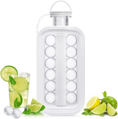 Ice Ball Maker Bottle 2 in 1 Portable Ice Cube Trays Ice Ball Maker Kettle with Lid Cooling Ice for Cocktail Coffee Whisky Champagne Beer Juice Water Ice Ball Maker Ice Cube Moulds