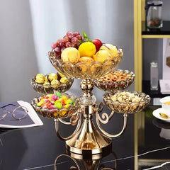 European Style Rotating Dry Fruits Platter Stand Fruit Bowl Fruit Plate Nordic Home Living Room Coffee Table Creative Light Luxury Snacks Multi-layer Candy Plate Decorative Fruit Basket