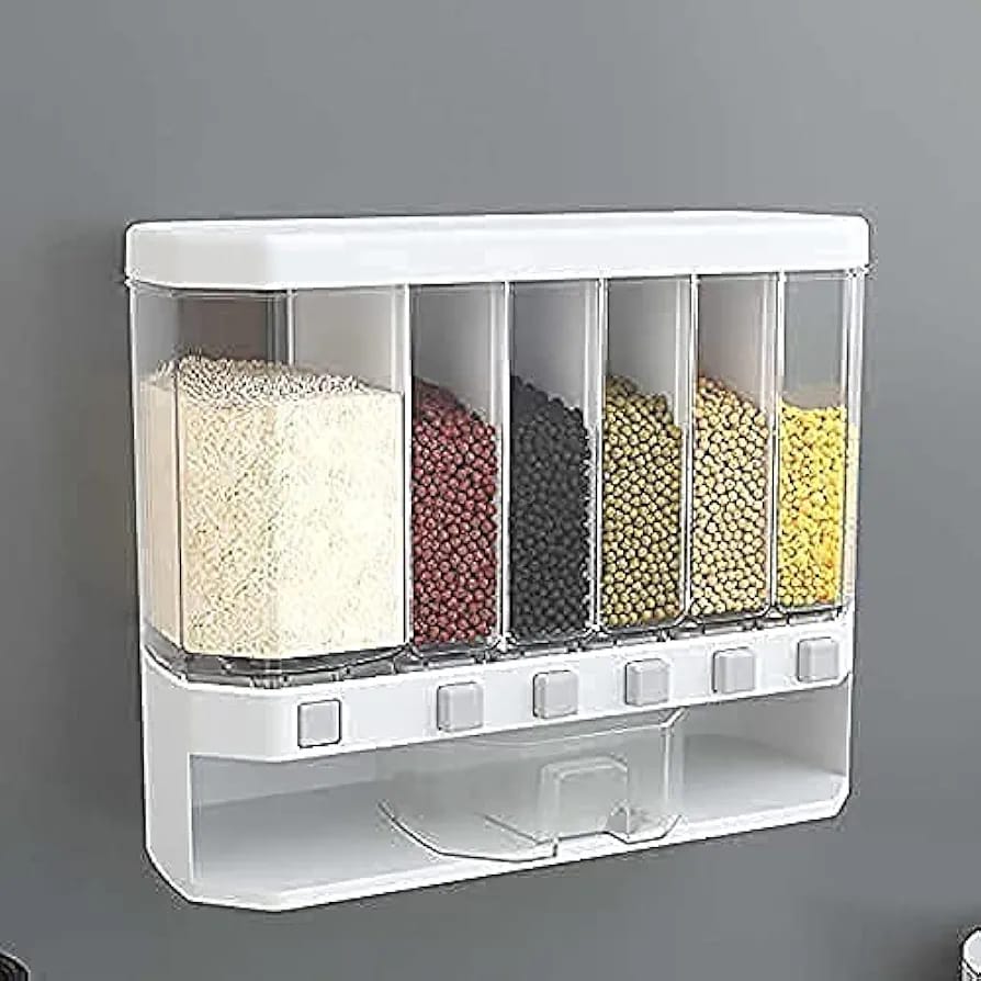 Wall-Mounted Cereal &amp; Rice Dispenser  Food Grade Plastic Storage Container