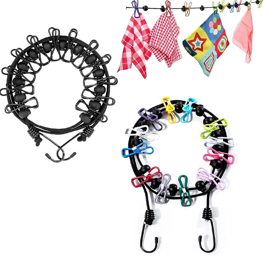 Travel Clothesline,Portable Clothesline,Camping Clothingline with 12 Clothes Clips, for Indoor Laundry Drying line, Outdoor Camping Accessories
