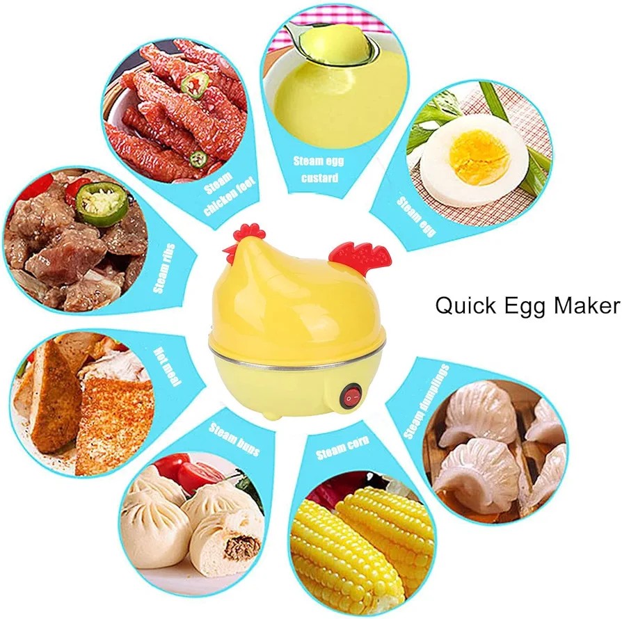 Electric Egg Cooker,  Egg Chicken Shape Rapid Egg Cooker with Auto Shut Off Feature for Eggs Vegetable Sandwiches