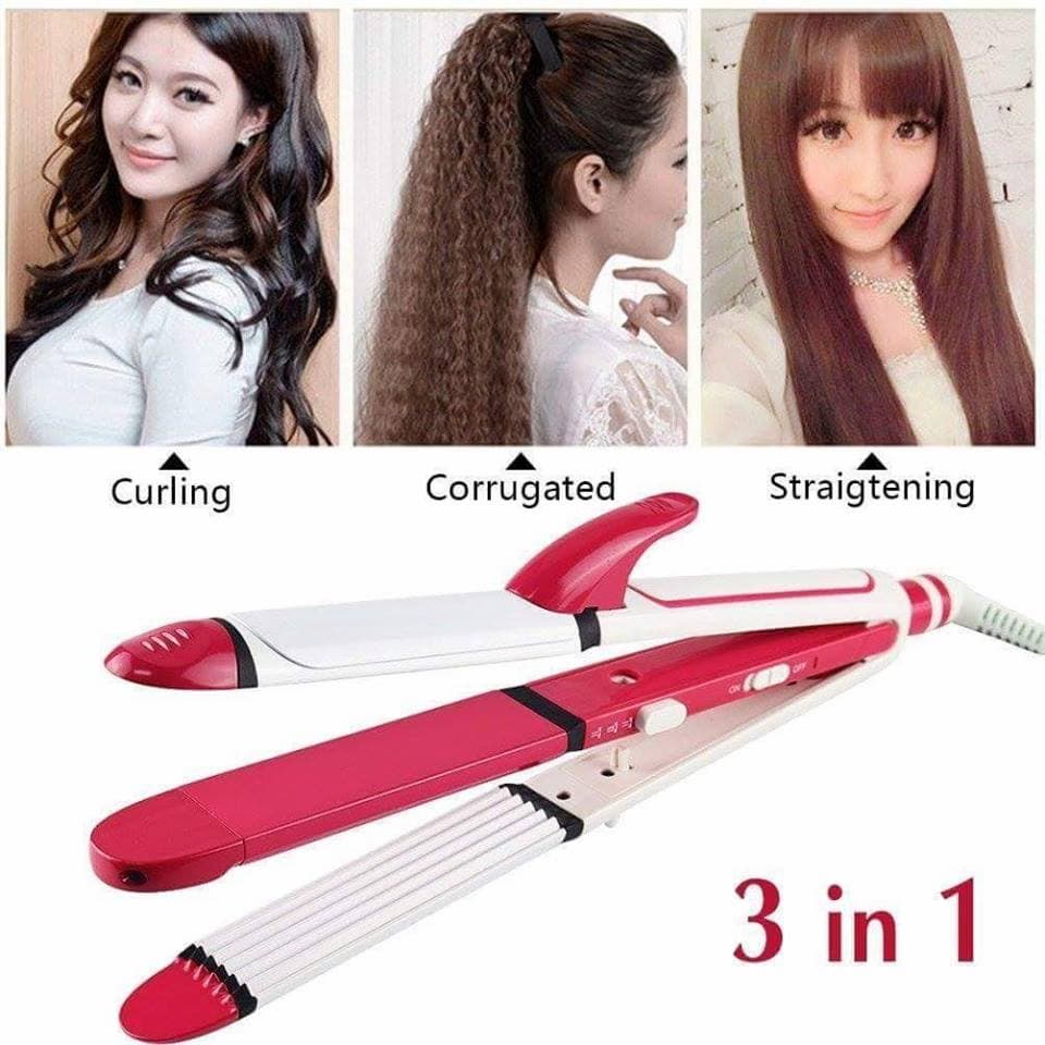 Shinon 3-in-1 Professional Hair Styler  Straightener, Curler & Crimper in One Tool