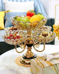 European Style Rotating Dry Fruits Platter Stand Fruit Bowl Fruit Plate Nordic Home Living Room Coffee Table Creative Light Luxury Snacks Multi-layer Candy Plate Decorative Fruit Basket