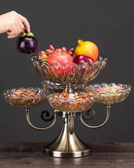 European Style Rotating Dry Fruits Platter Stand Fruit Bowl Fruit Plate Nordic Home Living Room Coffee Table Creative Light Luxury Snacks Multi-layer Candy Plate Decorative Fruit Basket