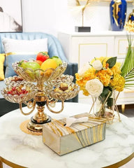 European Style Rotating Dry Fruits Platter Stand Fruit Bowl Fruit Plate Nordic Home Living Room Coffee Table Creative Light Luxury Snacks Multi-layer Candy Plate Decorative Fruit Basket