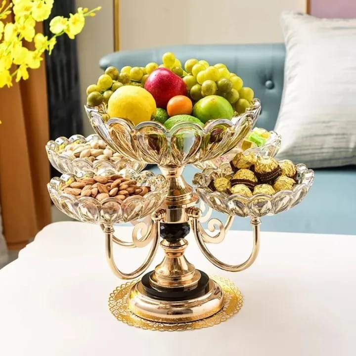 European Style Rotating Dry Fruits Platter Stand Fruit Bowl Fruit Plate Nordic Home Living Room Coffee Table Creative Light Luxury Snacks Multi-layer Candy Plate Decorative Fruit Basket