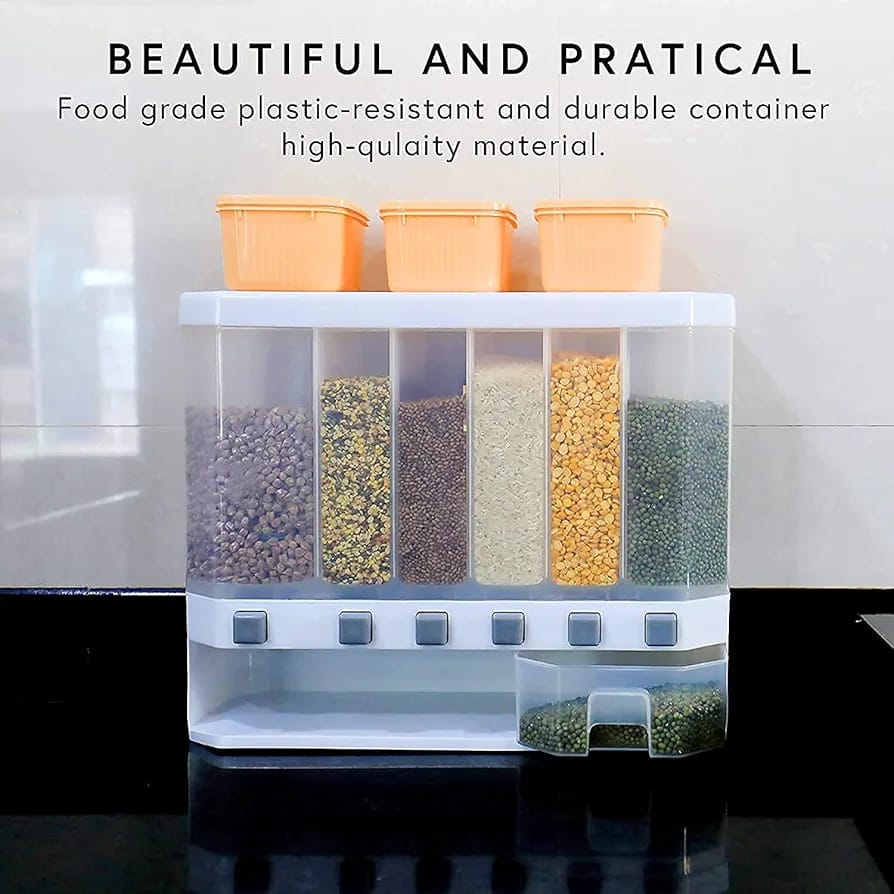 Wall-Mounted Cereal &amp; Rice Dispenser  Food Grade Plastic Storage Container