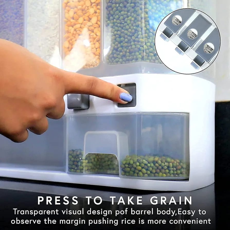 Wall-Mounted Cereal &amp; Rice Dispenser  Food Grade Plastic Storage Container