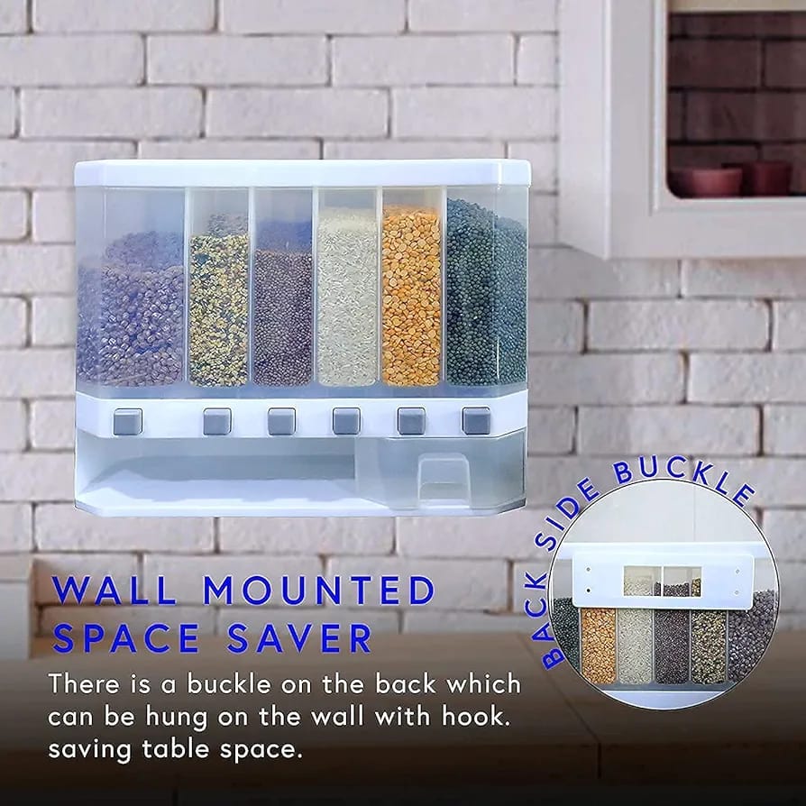 Wall-Mounted Cereal &amp; Rice Dispenser  Food Grade Plastic Storage Container