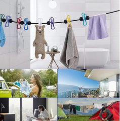Travel Clothesline,Portable Clothesline,Camping Clothingline with 12 Clothes Clips, for Indoor Laundry Drying line, Outdoor Camping Accessories