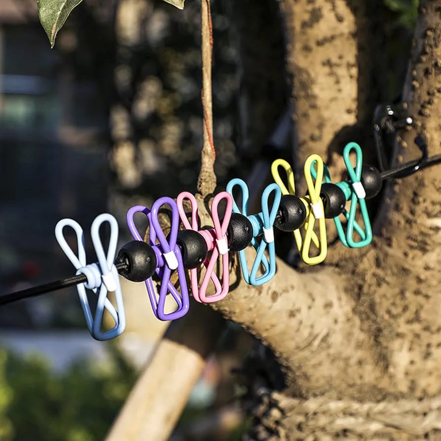 Travel Clothesline,Portable Clothesline,Camping Clothingline with 12 Clothes Clips, for Indoor Laundry Drying line, Outdoor Camping Accessories