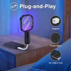 Mini USB Electric Mosquito Swatter with UV Light – Rechargeable Fly & Bug Zapper Racket