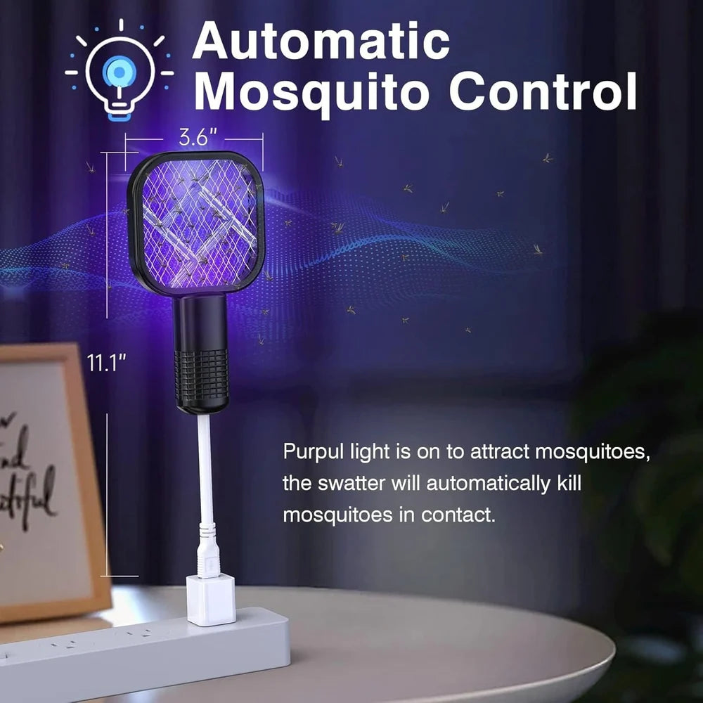 Mini USB Electric Mosquito Swatter with UV Light – Rechargeable Fly & Bug Zapper Racket