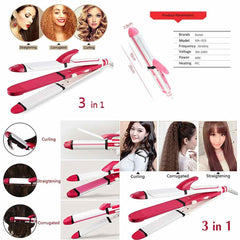 3 in 1 Hair Straightener, Curler & Crimper | Salon Finish